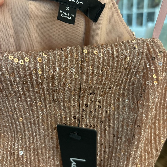 Lulu's Rose Gold Sequin Spaghetti Strap Dress - Picture 6 of 6